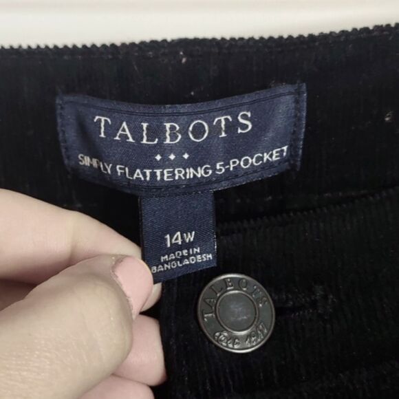 Talbot's Size 14W Black Corduroy Simply Flattering 5 Pocket Pant - Picture 6 of 9